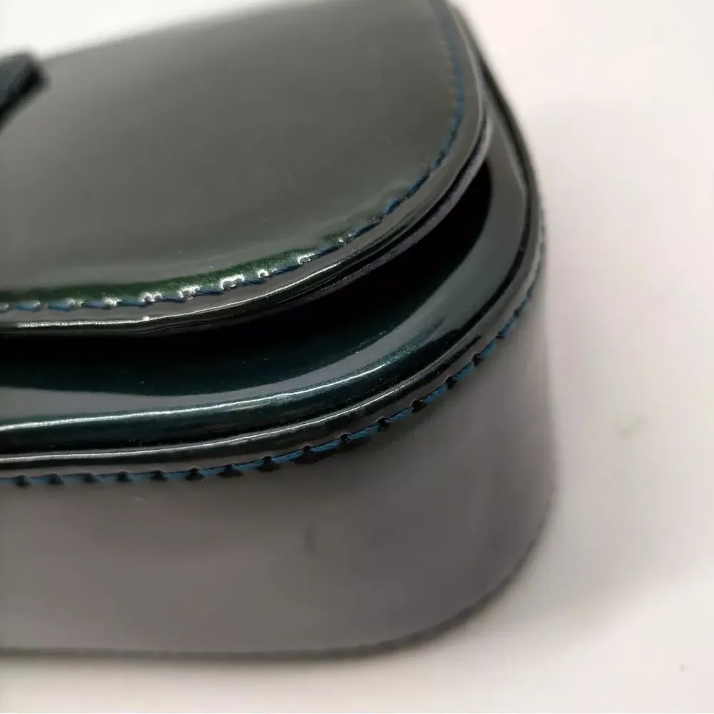 Auth Louis Vuitton Petroleum Green Vernis Patent Monogram Pochette SoBe Clutch - Picture 6 of 9